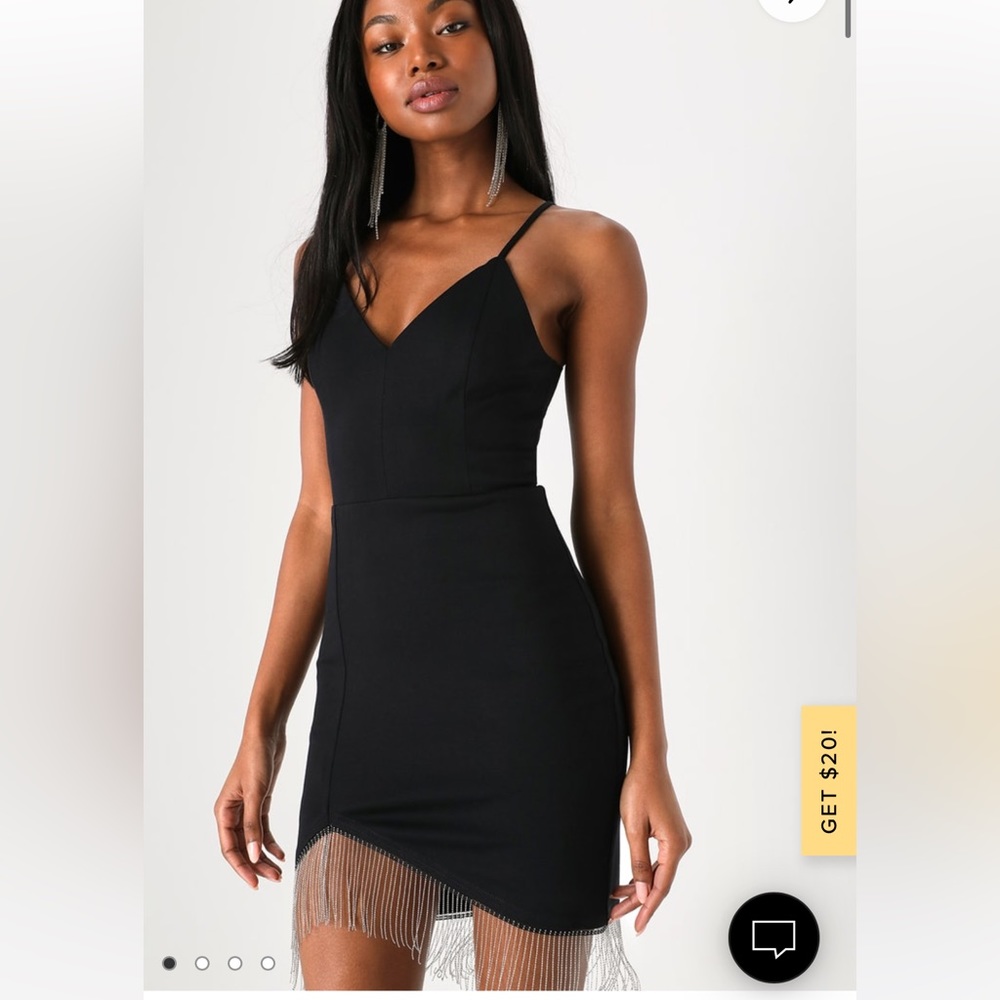 Lulus black fringe bodycon dress